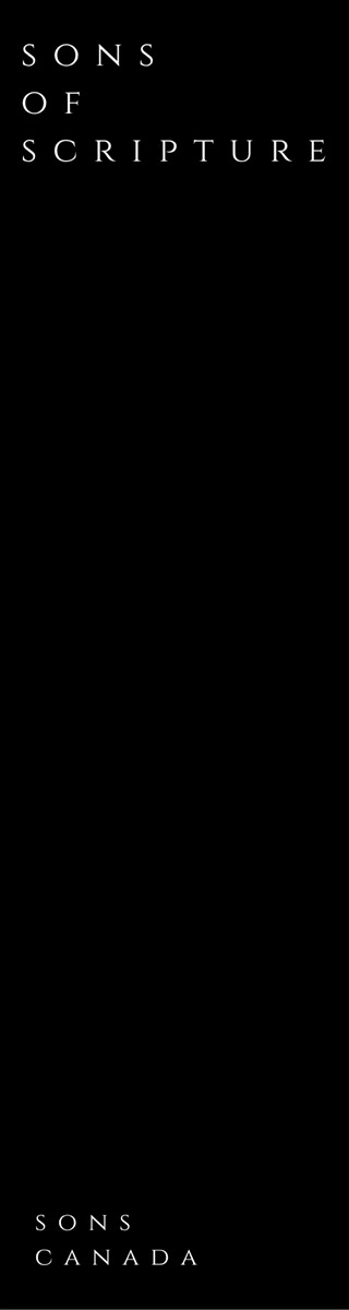 The reverse of every bookmark: a plain black panel reading Sons of Scripture at the top and Sons Canada at the foot